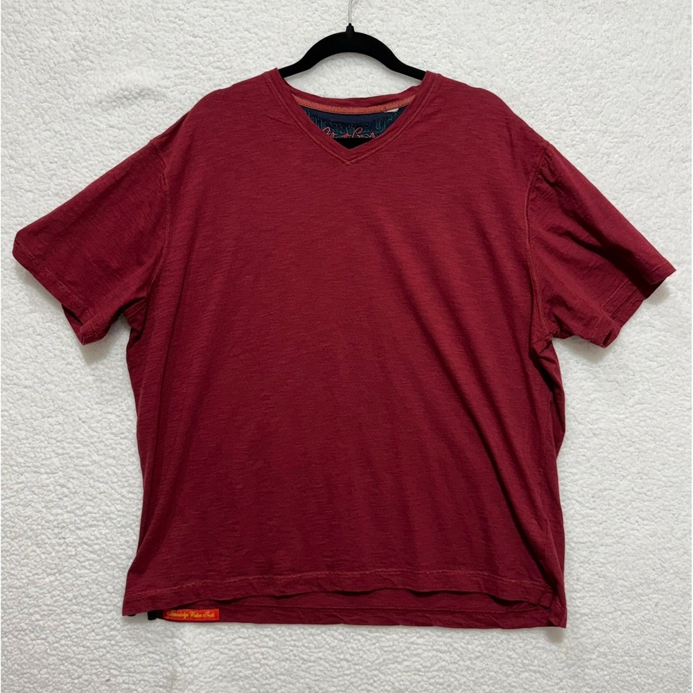 Robert Graham‎ Mens V Neck T Shirt Red Cotton Blend Short Sleeve Casual Top XL